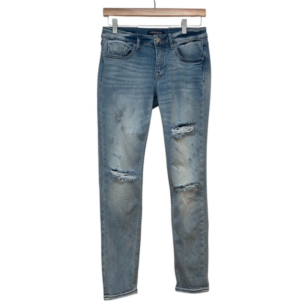 Vigoss light wash distressed Thompson Tomboy classic fit jeans 27